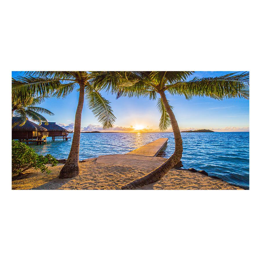 

Тропическое море, пляж, постеры, силуэты пальм, закат, холст, живопись, постеры и принты, настенные художественные изображения, домашний декор, Куадрос 50x100cm