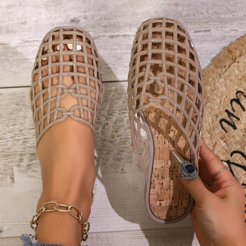 Damen Jelly Ballerinas Mesh Ballerinas Geschlossene Zehenpartie Strand Jelly Schuhe Leichtgewichtige Lässige Flache Sandalen Atmungsaktiv für Sommerstrand