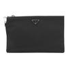 Saffiano Emaille Dreieck Metall Logo Kosmetiktasche Herren Kosmetiktasche Schwarz 2NH006-064-F0002