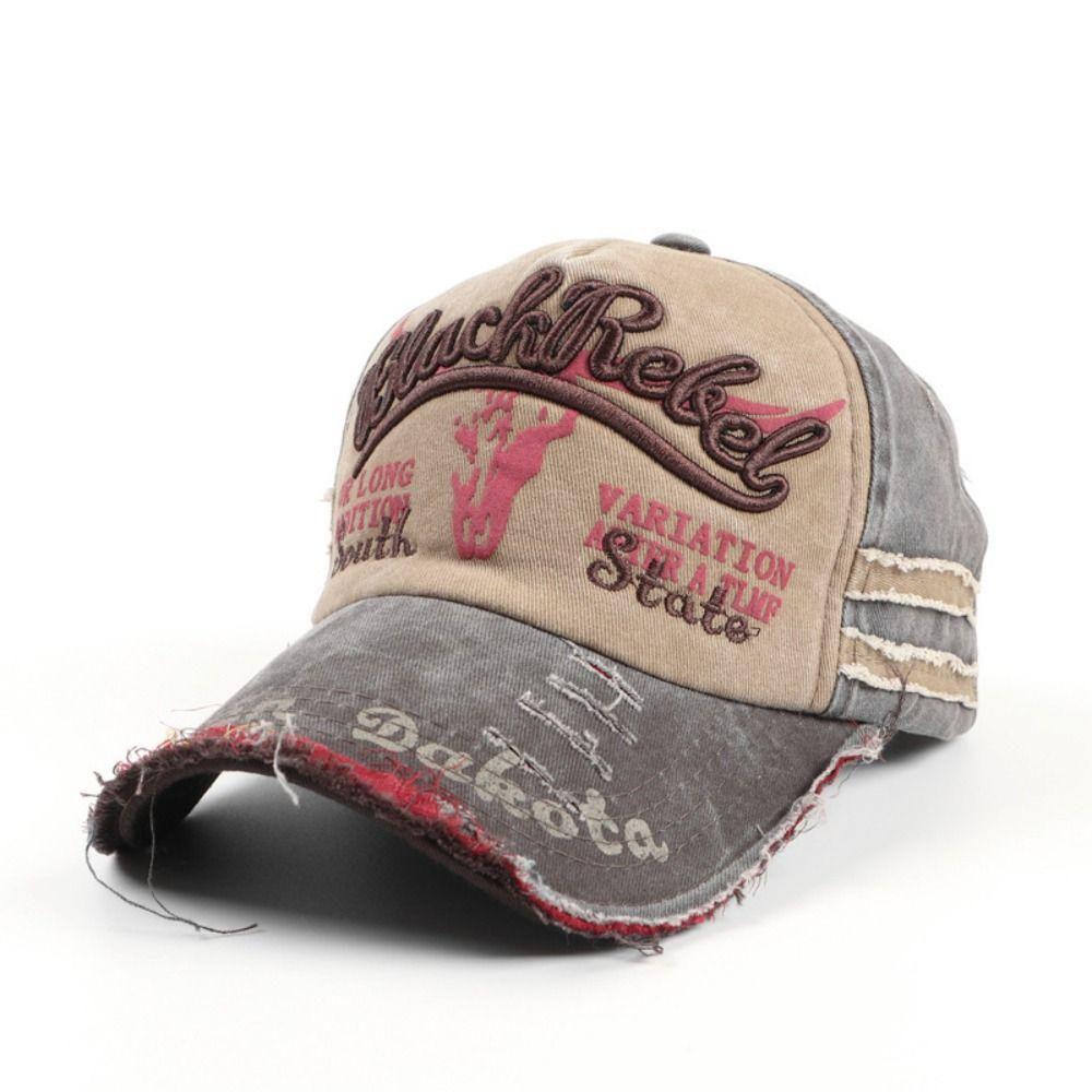 Adjustable Distressed Faded Cap Cow Head Pattern Sunscreen Hats For Man Women Outdoor Sports