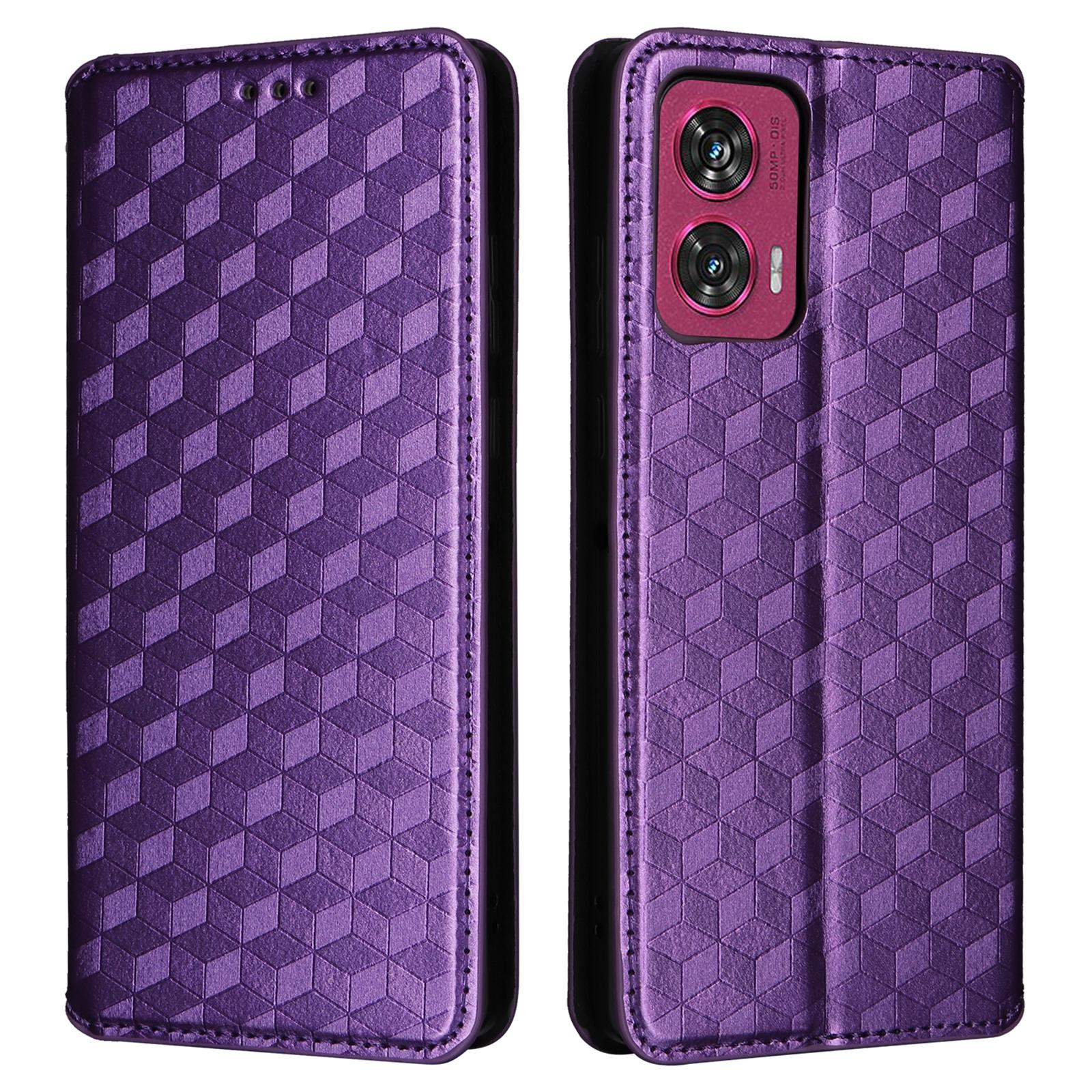 

For Motorola Edge 50 Fusion 5G Wallet Case Magnetic Closing Phone Leather Cover Purple