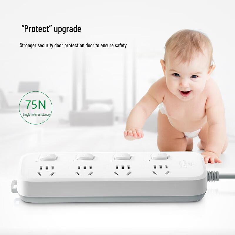 BULL New National Standard 4-Outlet Individual Control Power Strip CN Plug (adapter Included)