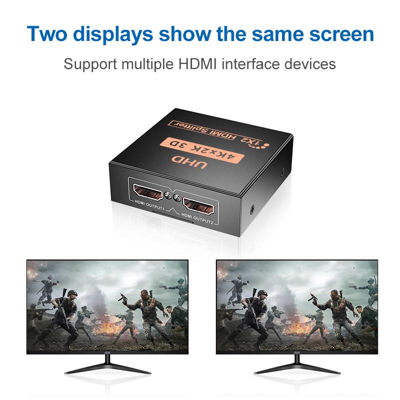 1 In 2 Out 4K Splitter UHD 3D HDMI Video Converter HD 1X2 1080P Switcher for PC DVD PS3 Xbox