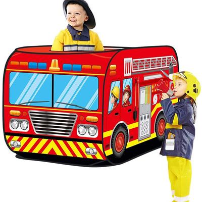 Detský stan na hranie, ihrisko Vnútorná vonkajšia detská herňa Toy Hut Easy Fold Playhouse, roztomilý dizajn hasičského auta a policajného auta