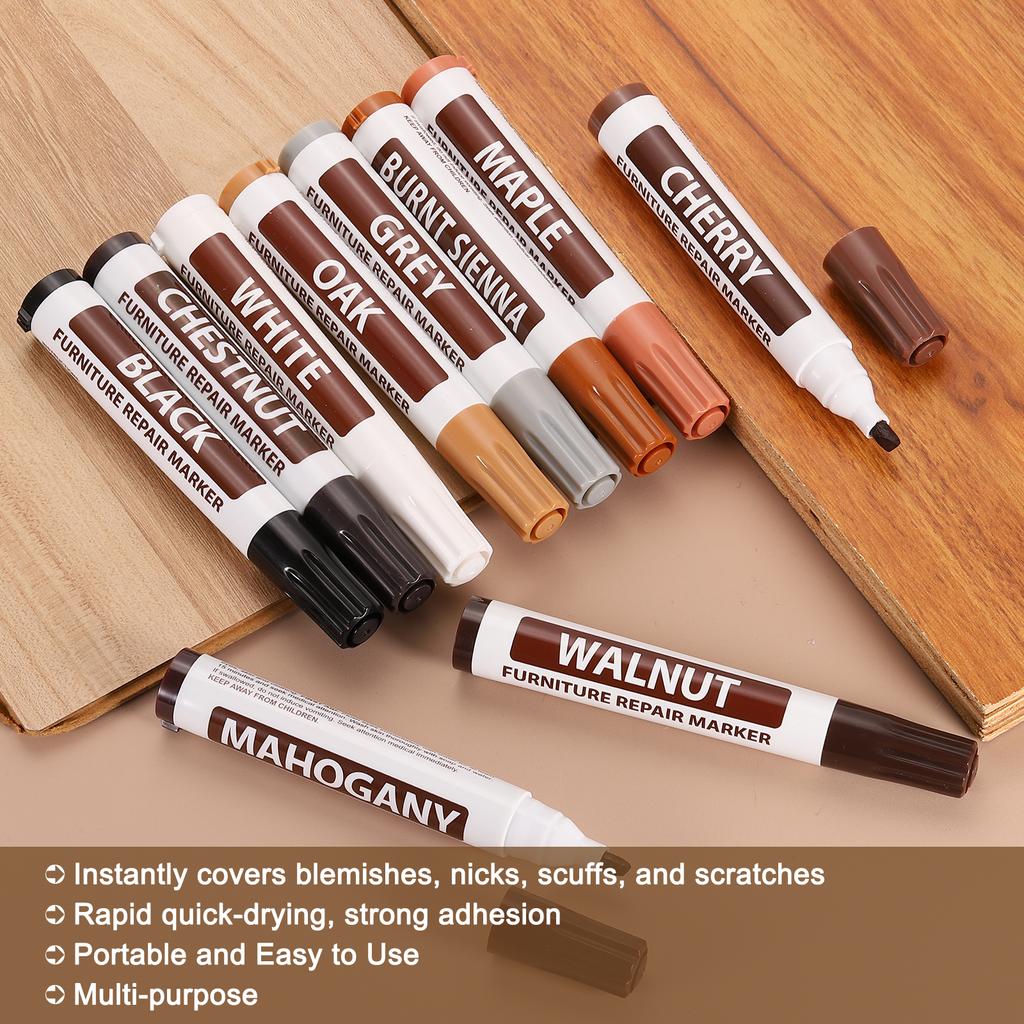 2-12Pcs Furniture Repair Pens Touch Up Filler Sticks Oil Based Paint Markers Wood Floors Scratches Patch Paint Pen and Crayons