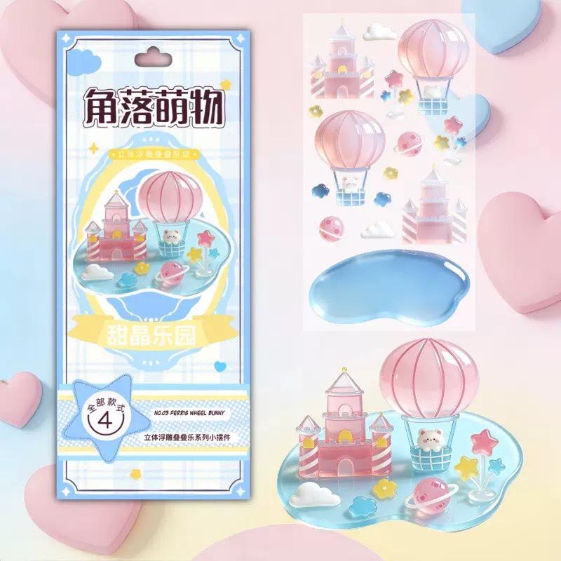 3D Crystal Stickers Cute Relief Stickers Fun Stacking Series Children's Toys Exchange Stickers Stationery School Office Supplies