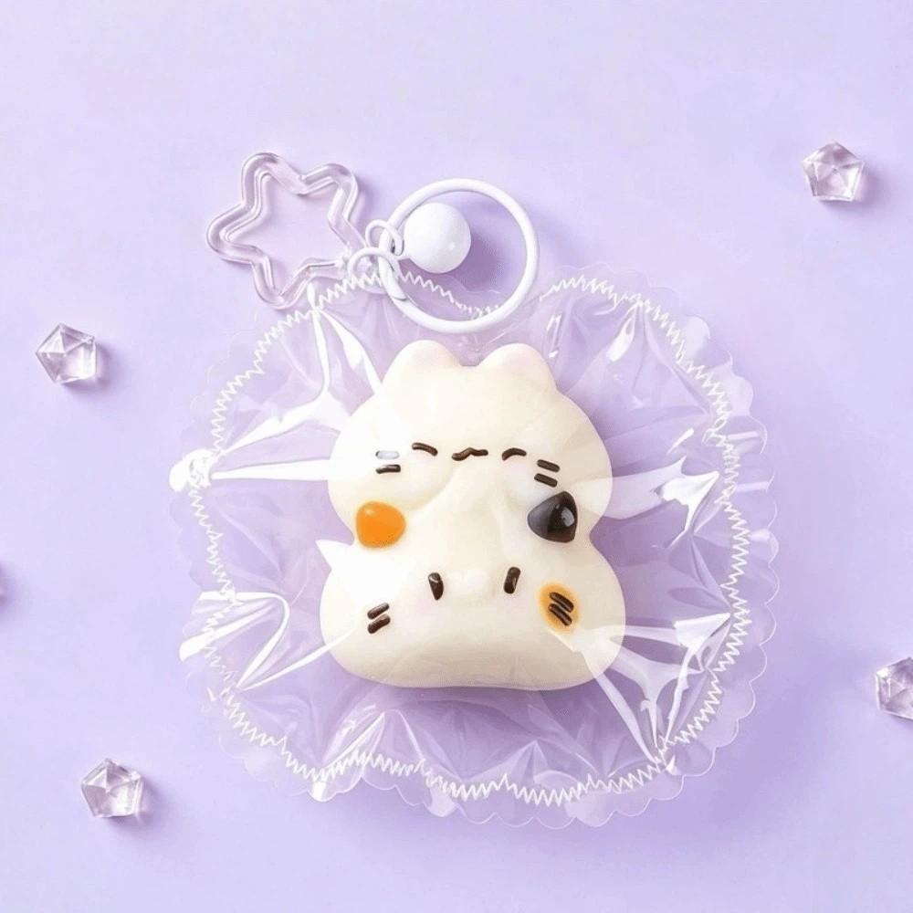 Food-Grade Silicone Cat Shape Squeeze Keychain Kitty Fidget Toy Squishy Pendant Hand Relaxation