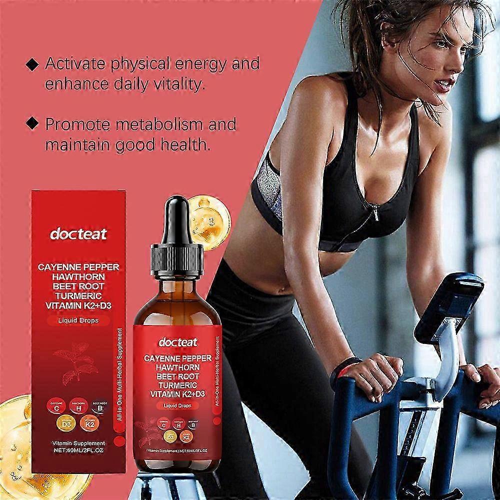 3 flaconcini di Gocce di Peperoncino di Caienna, con Biancospino e Barbabietola, Liquido Portatile per la Cura del Corpo