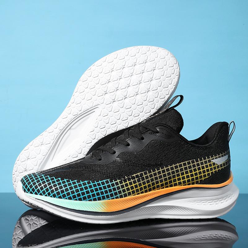 Flying woven mesh breathable casual student running shoes shock-absorbing sports shoes spring and summer single shoes