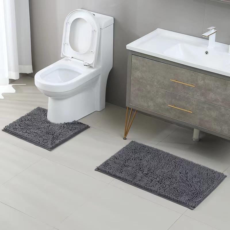 Bathroom Rugs sets 3 Piece Chenille bathroom rugs Extra Thick Absorbent Strong PVC Non-Slip Underside for Bedroom Kitchen
