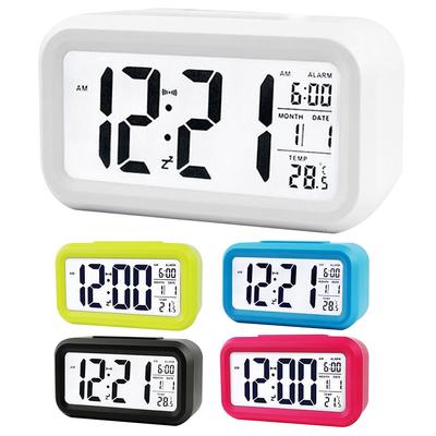 LED Digital Alarm Clock Snooze Function Backlight Desktop Clock Data Time Calendar Temperature Display Battery Operated