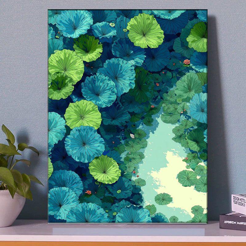 Lotus Flower DIY Digital Oil Painting - Chinese Style, Handmade, Stress-Relief, Decorative Art for Living Room.