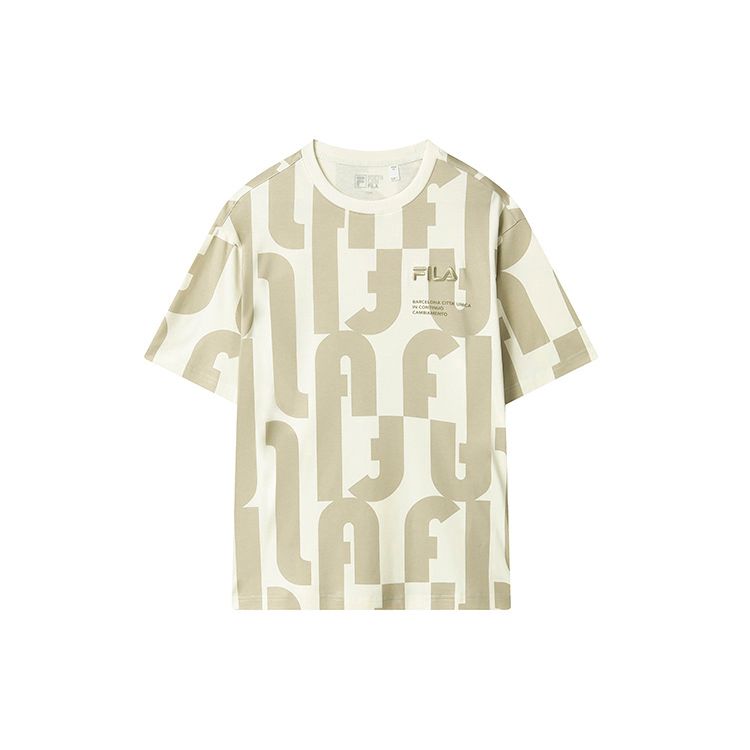 

FILA Logo Embroidered Loose Simple Fashion Casual Knit Crew Neck Short Sleeve T-Shirt Men Tops Off-White F11M319106F-IV XXL