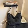 Fashion Large Capacity Simple Denim Women's Shoulder Bag High Quality Crossbody Bag Denim Fabric Female Handbag Underarm Bags