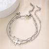 Damen-Armbänder mit Flugzeug-Anhänger, zweilagige Perlenketten-Armbänder, Schmuck aus Edelstahl, Freundschaftsgeschenk