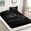 Black Cat Print Polyester Bedding Set For Bedroom Guest Room Hotel (1*Fitted Sheet + 2*Pllowcase, Without Core)