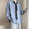 Hong Kong Style Men's Long-Sleeve Loose Shirt - Trendy, Handsome, Lazy Fit