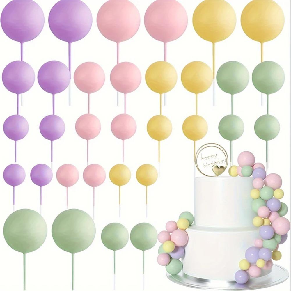 20/30Pcs Cake Balls Decoration Gilded Black Happy Birthday Foam Ball Cake Stickers Party Mother's Day Decor DIY Wedding Decor