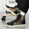 Fashion Printed Men's High-Top Shoes Casual Comfortable Men Skateboard Shoes Platform Black Sneakers Man Zapatillas Informales