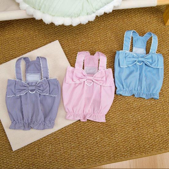 Pet Striped Dress Spring Summer Sleeveless Large Bow Small Dogs Cats Dress Breathable Pet Costume Outfit Apparel