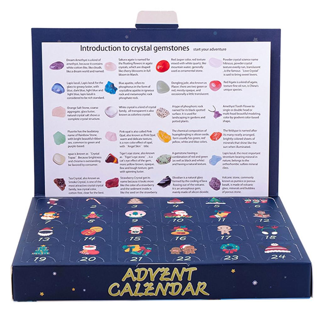 Crystals Xmas Countdown Calendar 24pcs Colorful Collectible Crystals Rock Present Box For Collectibles