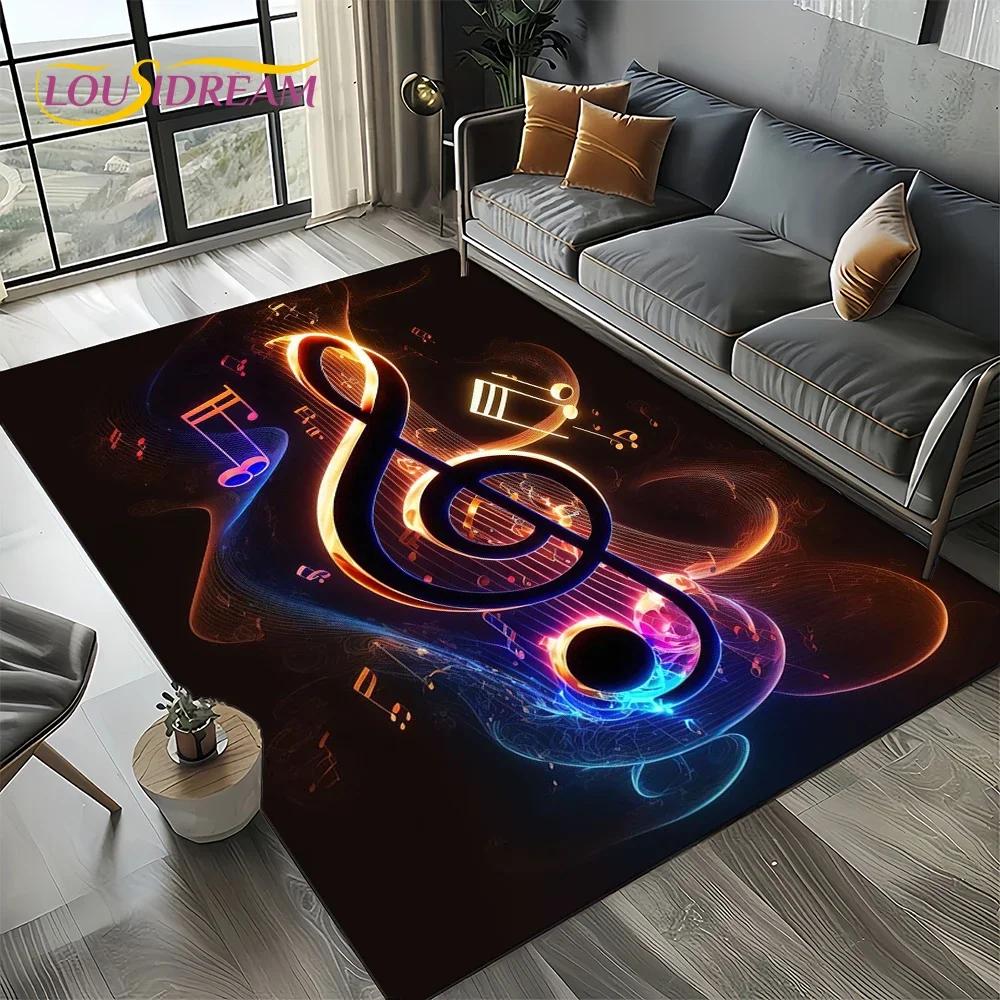 Dream Note Music Colorful Musical Score Cartoon Carpet Rug for Living Room Bedroom Home Sofa Decoration,Kid Non-slip Floor Mat