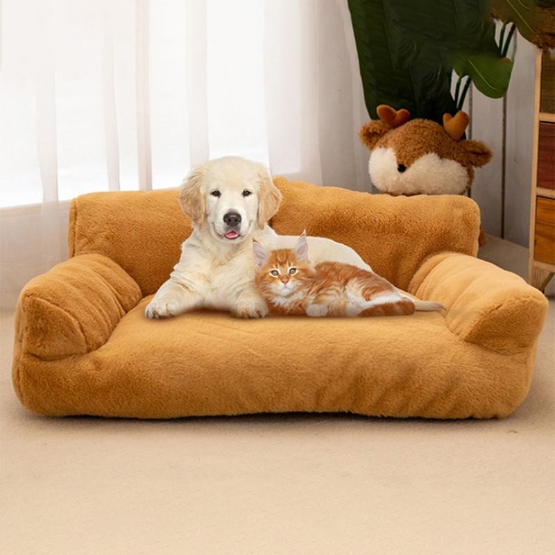 Winter Plush Sofa Pet Bed Thermal Insulation Cat Dog House Washable Removable Cover Wear Resistant Mat Durable Animal Cushion Comfortable Indoor Bed