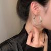 Simple Temperament Geometric Rhombus Double Layer Metal Hoop Earrings for Women Fashion Party Daily Wear Zircon Accessory Gift