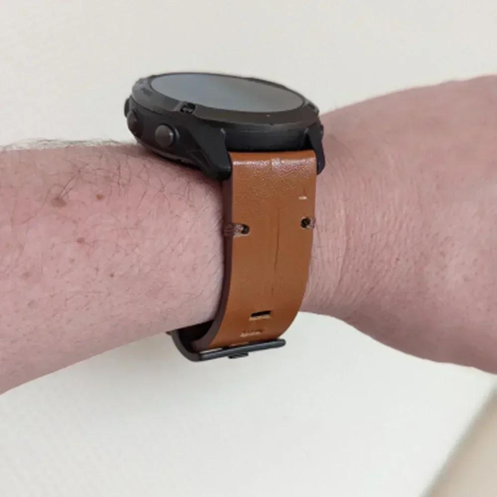 Genuine Leather Watch Strap 22/26mm For Garmin Fenix 8 Pro E 7X 7 6X 6 5plus Band Quatix 8/Descent Mk3i Mk2i QuickFit Wristband