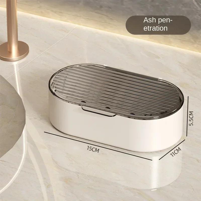 1/2pcs Double Layer Drain Box with Lid Soap Box, Household Soap Box, Bathroom Countertop Soap Rack, Bathroom Storage Rack