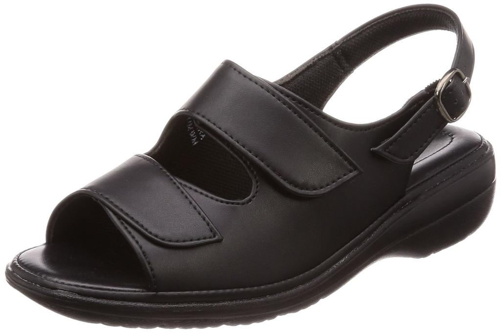 Biofitter Office Sizes BFL2741 Sandals, Hook-and-Loop Closure, Women's, Black, 21.5cm-22.0cm, 3E,