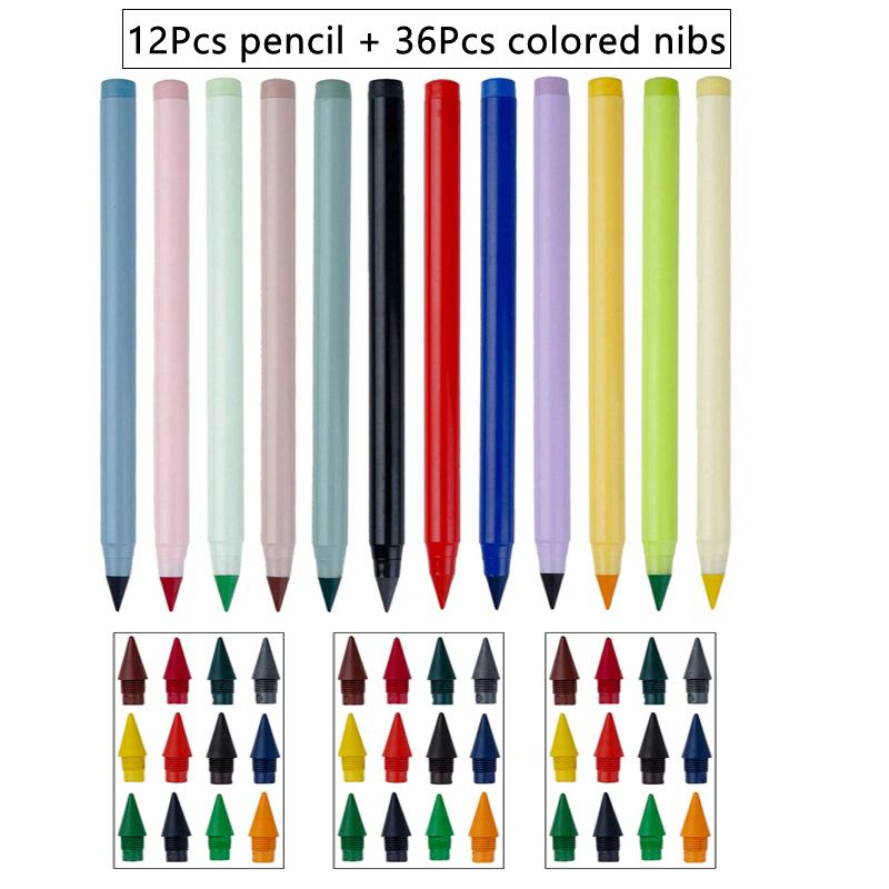 12 Color Pencil Collection Adorable Drawing Pencil Refill Unlimited Writing Pencils Eternal Erasable Pencil Pens for School Art Supplies