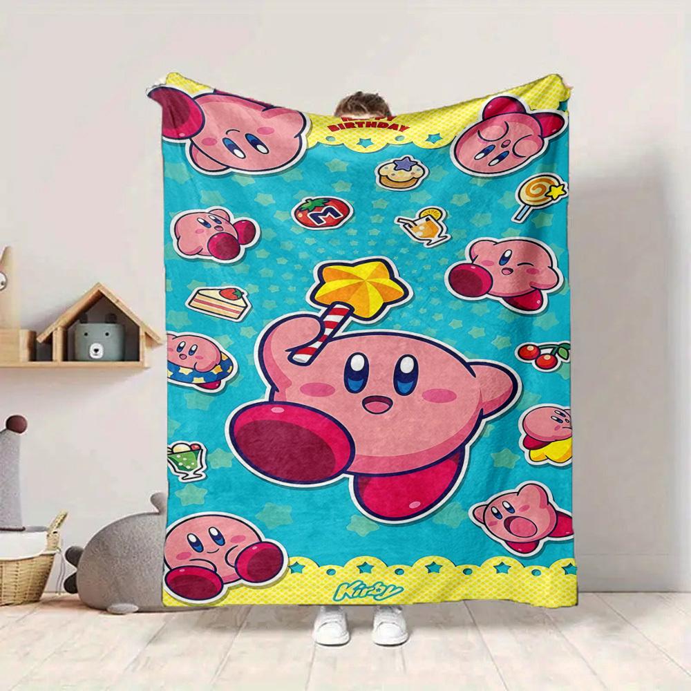 1 manta de franela Kirby de cumpleaños, suave y agradable para la piel con estampado digital, varios tamaños disponibles para la familia, amigos, cumpleaños.