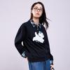 Women's Cartoon Puppy Spliced Plaid Sweatshirt