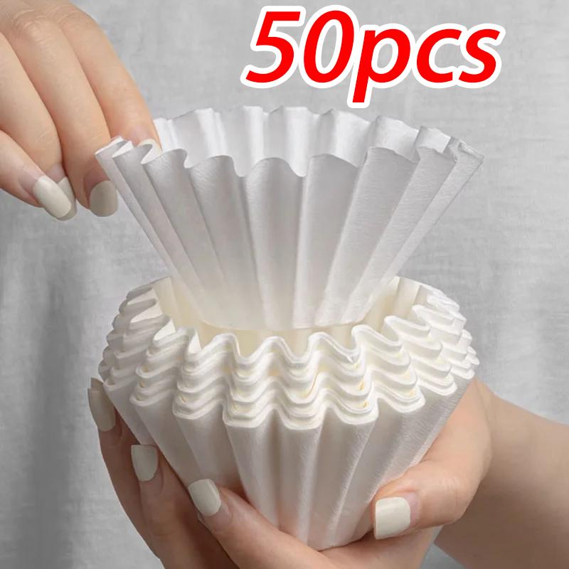50/100PCS Basket Coffee Paper Filter Pour Over Filter Papers Machine 155*45mm , Fits B75 Coffee Dripper &1-2 Cups Basket Dripper