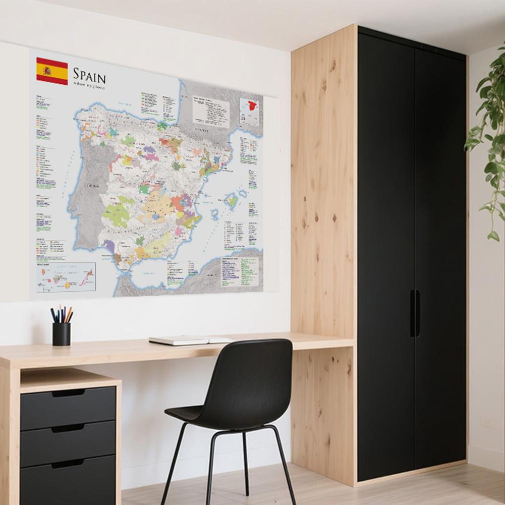 Spanish Map-Spain Map-Wine Distribution Decorative Hanging Picture for Travel,Educational Tool,Photo Shoot Background