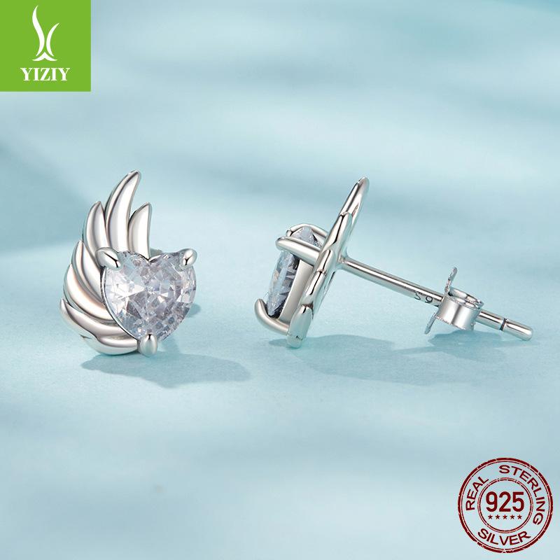 S925 Sterling Silver Love Wing Stud Earrings Popular Love Wing Stud Earrings