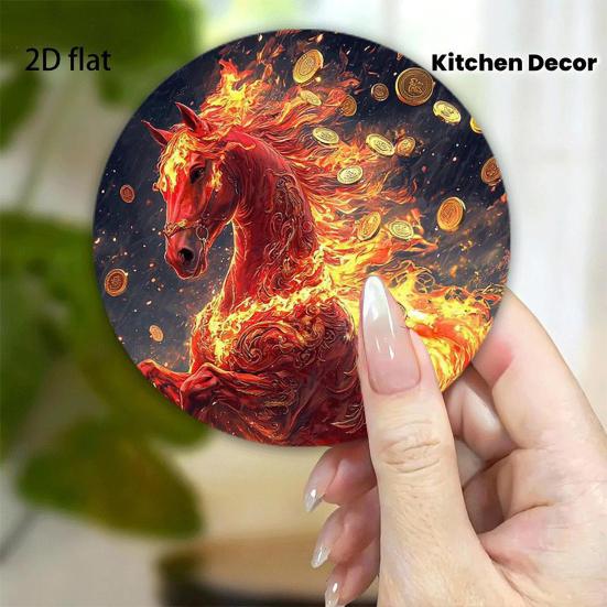 2026 Year of The Horse Fridge Magnet Acrylic Auspicious Horse Refrigerator Magnet Chinese New Year Festival Home Kitchen Door Locker Decoration