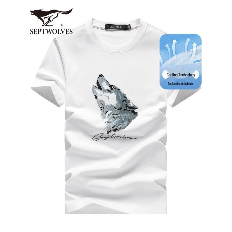 

Septwolves Men s Wolf Head Print Cool-Feel Short-Sleeve T-Shirt 3XL 185/100A