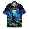 Men's Alien Bigfoot Shirt 3D Neon Print Short Sleeve Hawaiian Shirt Summer Oversized Hip Hop Tops