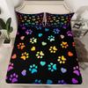 Color Dog Paw Print Pattern Bed Hat Four-Piece Bedding Set Bedroom Dormitory Bedding Decoration