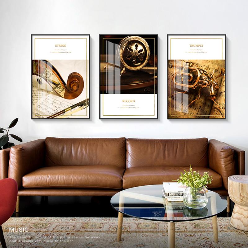 Vintage-Poster, Musikinstrumente, Wandkunst, Leinwandgemälde, Retro-Geigen-Schallplatten-Poster und Drucke, Wandbilder für das Wohnzimmer