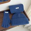 Autunno e inverno caldo blu lana lavorata a maglia cappello di lana guanti sciarpa set da tre pezzi donne e uomini regalo retrò