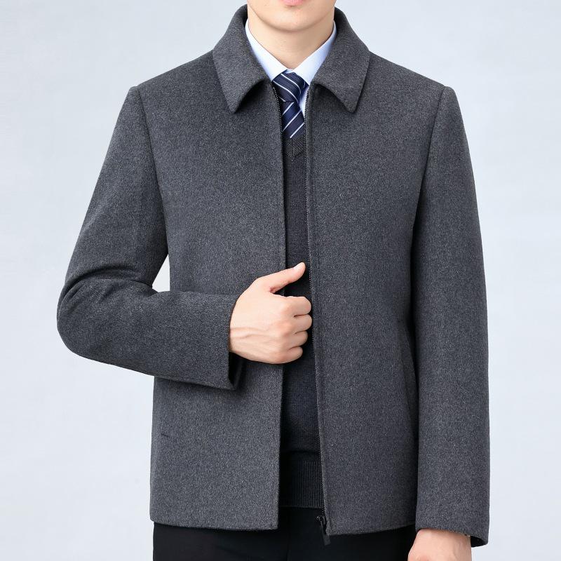 Men's Winter Double-Sided Wool Lapel Jacket with Cashmere Inner Layer - Dad Style