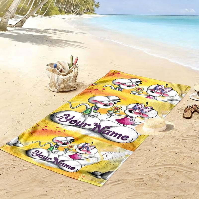 Diddl Custom Name Print Beach Towel, Large Soft Quick Dry Towel for Beach Camping Swimming