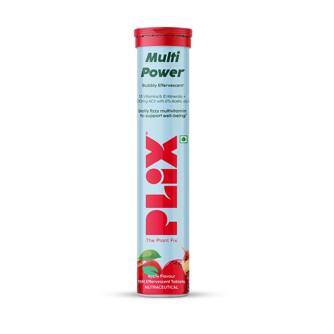 

The Plant Fix Plix Multi Power Multivitamin + Apple Cider Vinegar 15 Effervescent Tablets Pack Of 1 Apple Burst