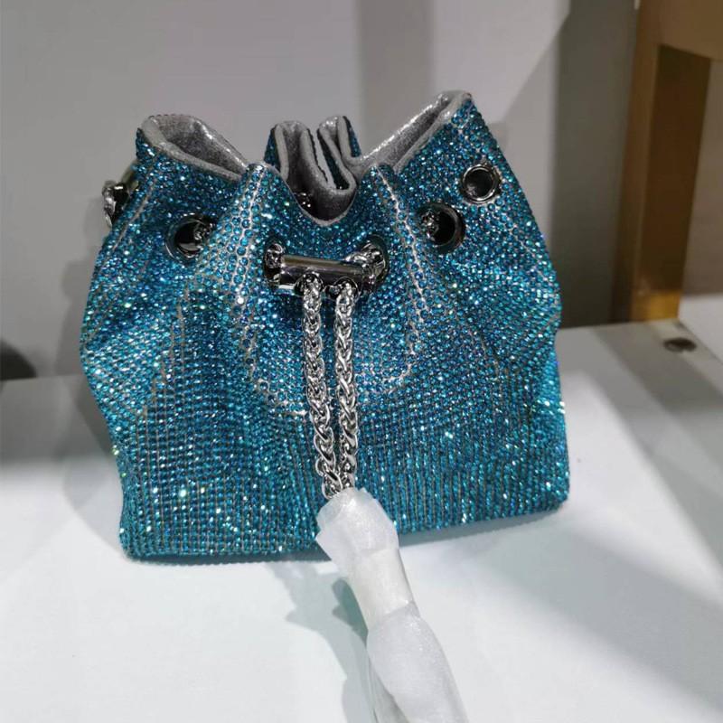 2026 Womens Crystal-Embellished Crossbody Bag Fringe Detail Small Square Shoulder No Top Handle