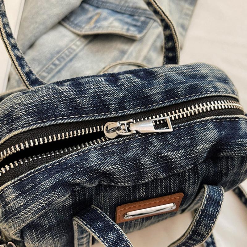 Vintage Denim Women's Small Purse and Handbags Large Capacity Bowling Crossbody Bags Versatile Shoulder Bags CLE