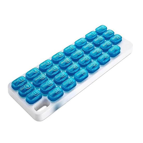

Monthly Pill Organizer with Removable Pocket-Sized Storage Box Snap Lid Storage Case for Daily Travel синий