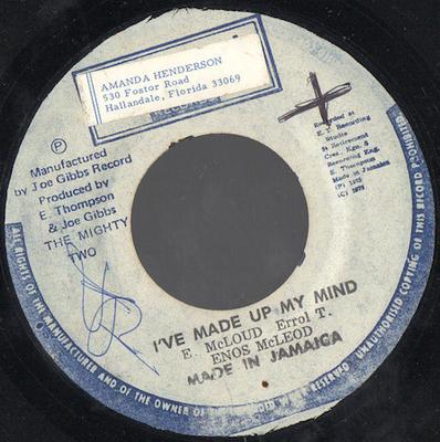 7inch Record ENOS MCLEOD  Ive Made Up My Mind NONE Belmont Records 1976 Jamaica Reggae Ska  Dub Used